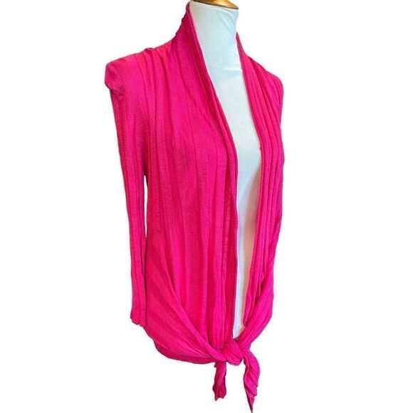 International Concepts Women's Pink Waterfall Tie Front Cardigan Medium - Picture 8 of 15